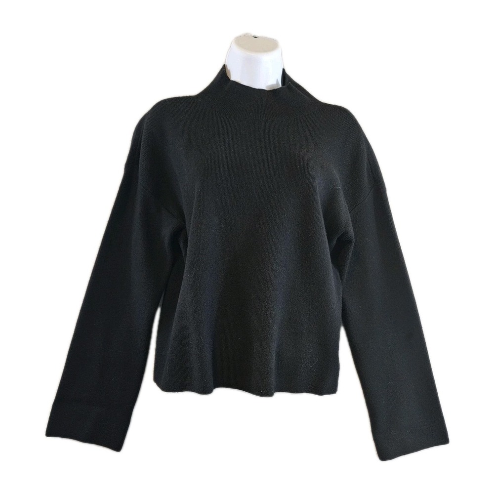 Evereve Sweater Womens Small Black Mock Turtleneck Long Sleeve Soft Knit Classic
